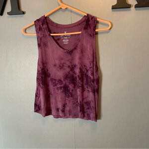 American eagle cropped purple dyed vneck tank top women’s size small